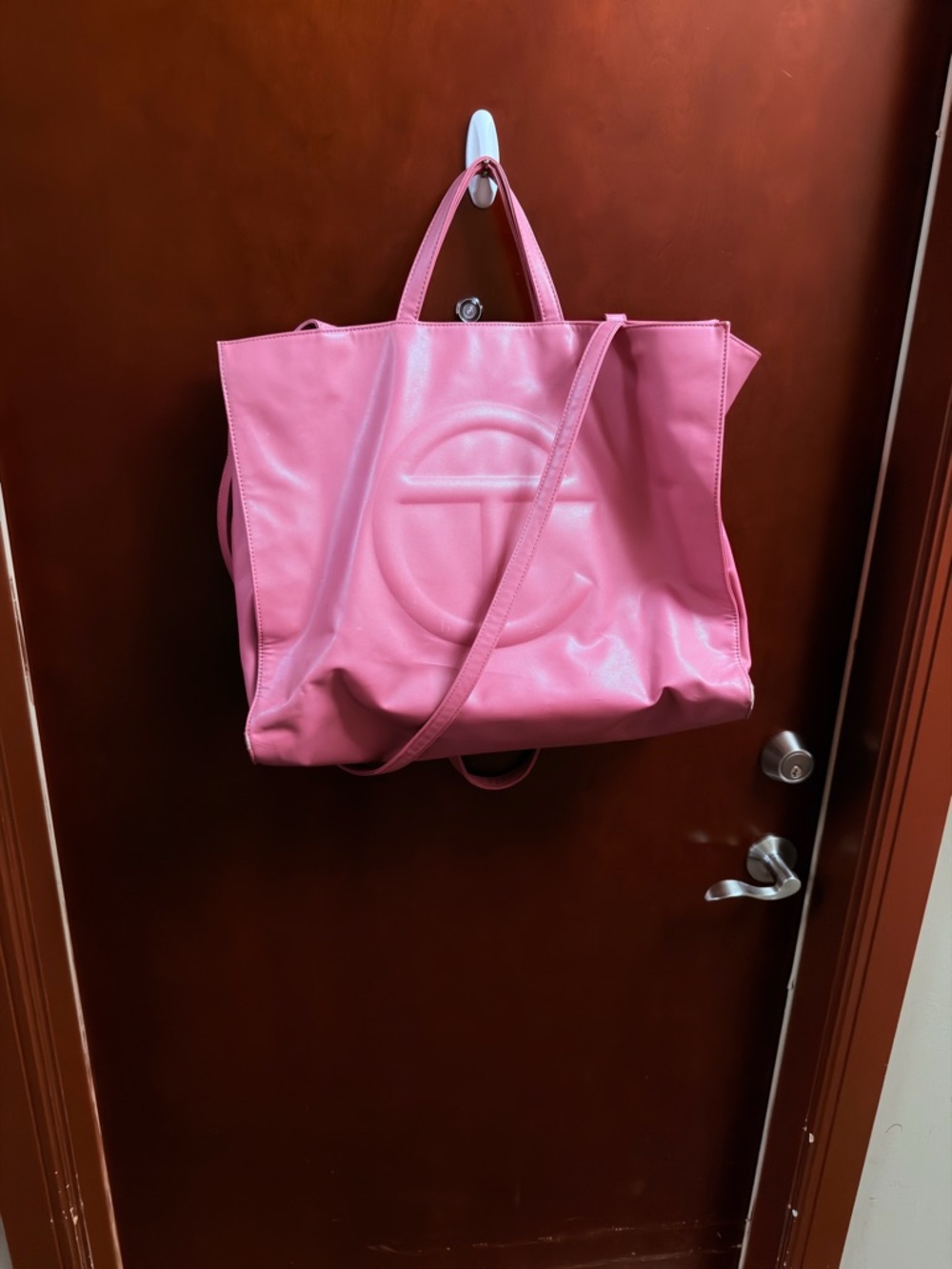 Telfar Pink Oversized Embossed Logo Tote